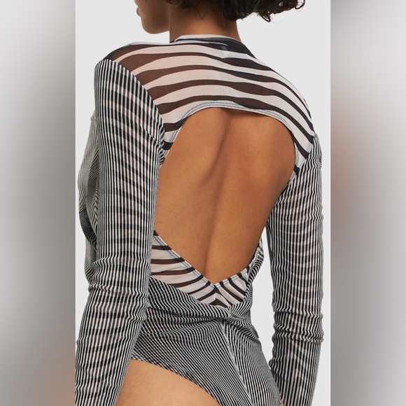 NEW Jean Paul Gaultier Body Morphing Mesh Black and White Sheer Bodysuit NWOT - Picture 9 of 15